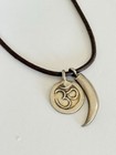 Sundance Catalog Sterling Silver Leather Cord  Om Tusk Horn Symbol Hook Necklace