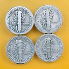 Lot Of 4 Mercury Dimes 1916 To 1945 Mixed 90  Silver Coins - Ships Free