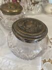 Old  Vintage French Antique Crystal Vanity  Powder Dresser Jar 