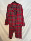 Family Pjs Womens Red Brinkley Plaid Sleepwear Notch-collar Pajama Set Size Xl