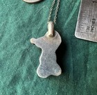 Vintage Zuni Indian Snoopy Silver Shell Onyx Turquoise Pendant On Sterling Chain