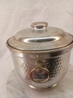 Vintage Ice Bucket Silver Hammered Aluminum Insulated Lidded