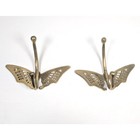 Vintage Brass Butterfly Wall Mount Coat Hanger Key Bag Hooks Pair Set Of Two