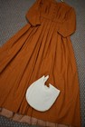 Civil War Victorian Cotton Day Dress Handmade Cheddar Vines - L