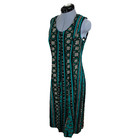Jamie Brooke Vintage Sz 10 Green Midi Dress Sleeveless Tribal Layered 90s Aztec