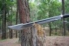 Handmade Carbon Steel D Shape Guard Machete Leather Sheath For Hunting   Camping