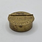 Vtg antique Small Brass Snuff Tobacco Tin Labor Ipse Voluptas Round Charleston