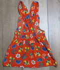 Vtg Buster Brown Corduroy Overall Dress Primary Colors Birds Flowers Sz 3 Girls