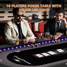 10 Player Foldable Poker Table Led Light Casino Blackjack Texa Holdem Table Desk