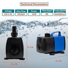 920 Gph Quiet Amphibious Water Pump Submersible Aquarium Fountain Fish Tank Pond