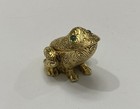    vintage 1970   s Max Factor Solid Perfume Frog Gold Tone Metal W  Green Eyes   