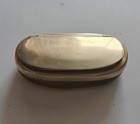 Antique Vintage Natural Horn Snuff Box Nickel Silver Lid Tabatiere Tobacco Case