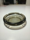 Vintage Smokey Glass Ashtray Trinket Dish Bar Collectible Made In Usa