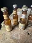 9 Vtg Mini Glass Beer Bottles  Budweiser Kingsbury Blatz Edelweis Etc Rare