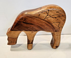 Hand Carved Wooden Stylized Rhino Solid Sculpture 10  X 9  X 2 