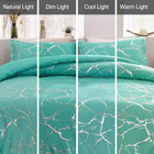 Silver Metallic Marble Comforter Set King Size Foil Print Glitter Bedding Set  A