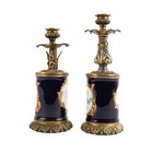 Antique Pair Of Two Converted Continental Vase Candleholders