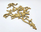 Vintage Solid-brass Lovebirds Pediment 15  X 10 french Country Wall Hanging