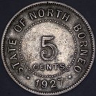 1927 H  British Malaysia     North Borneo 5 Cents  Km  5