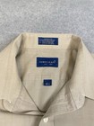 Vintage Towncraft Mens Short Sleeve Button Up Shirt Beige Broadcloth Size 16 5 L
