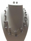 Vintage Trifari Bead Station Necklace And Drop Earrings In Silver Tone