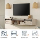 Floating 80 Inch Oak Tv Stand With Charging Station Sliding Barn Door
