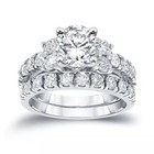 Moissanite Bridal Set Engagement Ring Solid 14k White Gold 2 50 Ct Round Cut