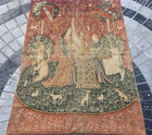Antique French Tapestry Wall Hanging Goblin Home Unicorn Tapestry  114 X 83 Cm