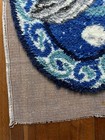 Vintage Latch Hook Rug Art Blue Dolphin Y2k Wall Hanging Decor Large