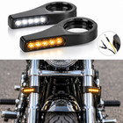 2 Pcs Motorcycle Fork Mounted Led Turn Signals 39-41mm For Cruiser Street Bike