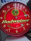 Vintage 1996 Budweiser Light Up Wall Clock Sign 19       Man Cave Works Great 