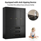 Farmhouse 4-door Wardrobe  Large Bedroom Armoire With Fluted Drawers   Anti-tipp