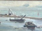 Antique Original Oil Painting  Marine  Boats  Seascape  Framed
