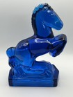 Vtg Le Smith Glass Blue Aqua Rearing Horse 1 Bookend 1940s