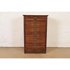 Antique Oak 16-drawer Architect s Blueprint File Cabinet By Hamilton  Circa 1900