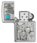Zippo Windproof Emblem Lighter  Wolf Pack   Blue Moon  49295  New In Box