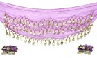 Purple Belly Dancing Hip Dance Skirt Ethnic Shawl Scarf Belt Wrap Gold Coins