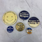 Vintage Political Pinback Button   Tobacco Tin Lot Reagan Jfk Nixon 27 Pcs