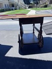 Vtg Mid-century Drop Leaf Table Bar Tea Cart Serving Trolley W handle drawer