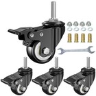 Set Of 4 Heavy Duty 1 5  Swivel Caster Wheels With Locking Brake  330lbs Capacit