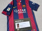 Lionel Messi  iniesta Signed Fc Barcelona 2014 Autographed Jersey   Icons Coa