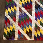 Vtg Handmade Quilt King Size 99 X 84 Patchwork Diamond Farmhouse Cozy
