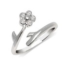 Solid 10k Gold Or Sterling Silver Flower Crossover Cz Adjustable Toe Ring 