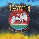 Led Zeppelin T Shirt Mens L U s Tour 1975 Modern Tie Dye Rock Band Cotton Rock