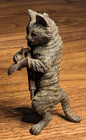 Antique Original Austrian Vienna Cold Painted Bronze Figure Cats Umbrella Gloves