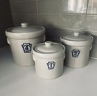 Vintage Pfaltzgraff Usa Yorktowne Keystone 3 Canister Crock Set Cottagecore