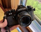 Pentax K2 Slr 35mm Film Camera In Black W  Pentax M 50mm F1 4 Lens   Cap   Strap