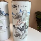 Antique Chinese Porcelain Hat Stand Vase Pair Chinoiserie Decor