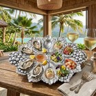 Arthur Court Hors D oeuvres Serving Tray Grape Leaf Cast Aluminum Oyster-egg Tra