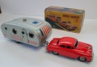 Vintage House Trailer Sss Japan Tin Friction Car Toy With Box 1950 s